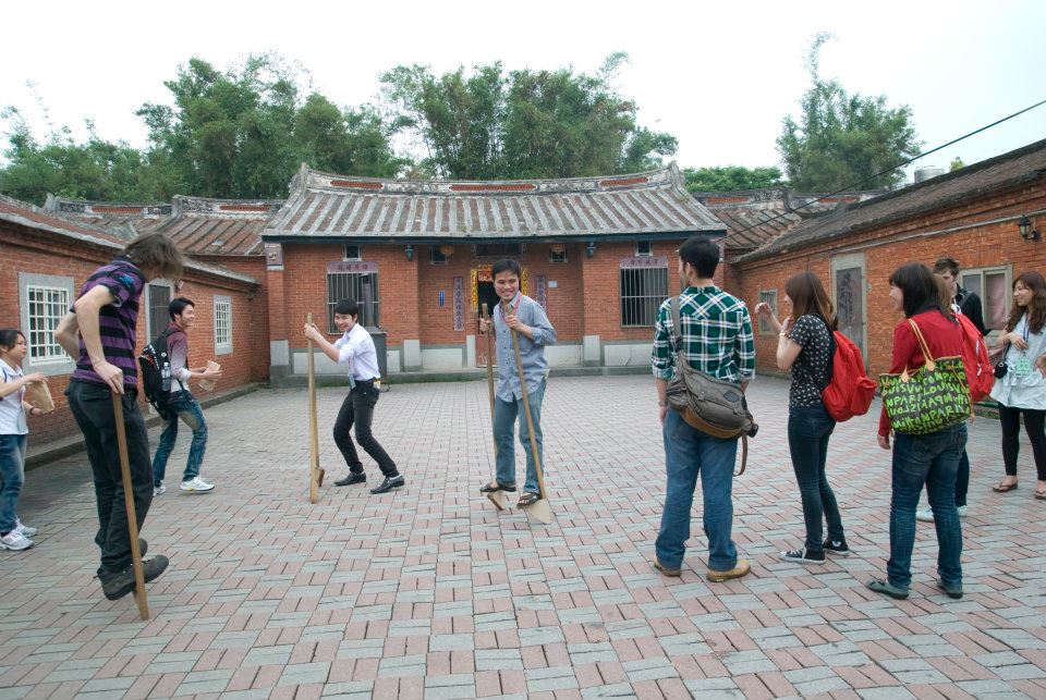 Jumping about on traditional Taiwanese stilts