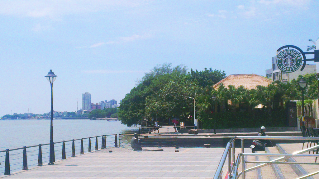 Seats along the riverside